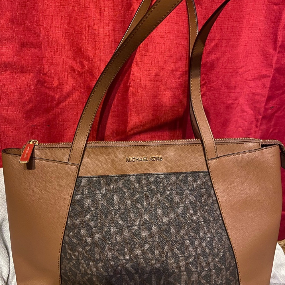 Michael Kors Brown and Tan Tote Bag